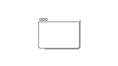 Siyah çizgi çevrimiçi video simgesi beyaz arkaplanda izole edildi. Oyun işaretli film şeridi. 4K Video hareketli grafik canlandırması