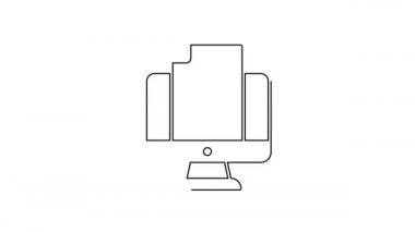 Siyah çizgi Çevrimiçi Sınav, Test, Araştırma veya Kontrol Listesi simgesi beyaz arkaplanda izole edildi. Sınav listesi. E-eğitim konsepti. 4K Video hareketli grafik canlandırması