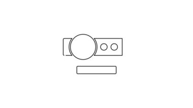 Siyah çizgi web kamera simgesi beyaz arkaplanda izole edildi. Sohbet kamerası. Web kamerası simgesi. 4K Video hareketli grafik canlandırması