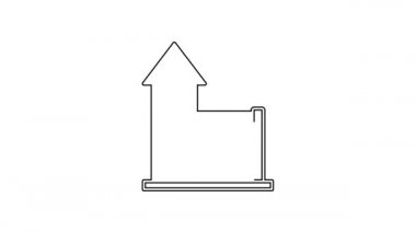 Siyah çizgi çocuklar için yaz oyunları için beyaz arka planda izole edilmiş oyun alanı ikonu üzerinde salıncak. Açık hava eğlence ekipmanları. 4K Video hareketli grafik canlandırması