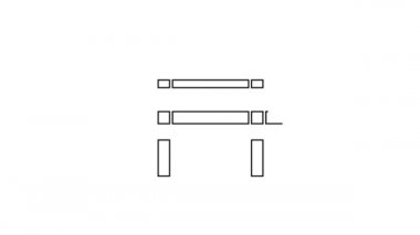 Siyah çizgi Bench simgesi beyaz arkaplanda izole edildi. 4K Video hareketli grafik canlandırması