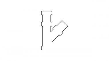 Siyah çizgi sanayi metalik boru ikonu beyaz arka planda izole edildi. Tesisat boru hattının farklı şekillerde parçaları. 4K Video hareketli grafik canlandırması