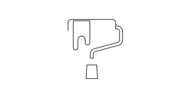 Beyaz arkaplanda siyah çizgi boyalı fırça ikonu izole edildi. 4K Video hareketli grafik canlandırması