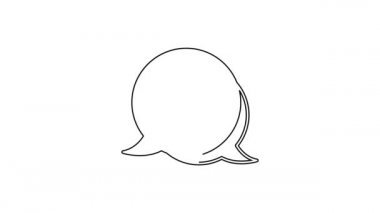 Beyaz arka planda siyah çizgi İşçi Kaskı simgesi izole edildi. 4K Video hareketli grafik canlandırması