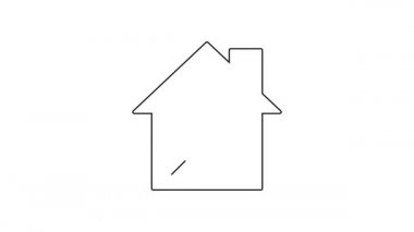 Black line House or home with wrench spanner icon isolated on white background. Adjusting, service, setting, maintenance, repair, fixing. 4K Video motion graphic animation