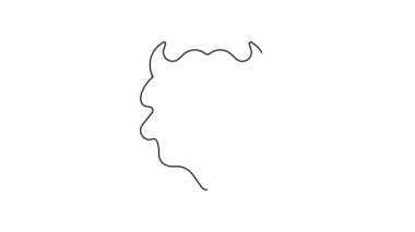 Beyaz arka planda siyah çizgi bıyık ve sakal simgesi var. Berber dükkanı sembolü. Yüz kılı stili. 4K Video hareketli grafik canlandırması