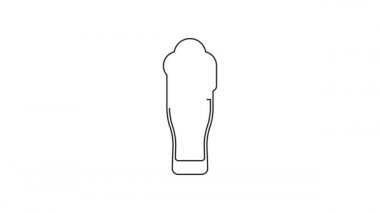 Beyaz arka planda izole edilmiş siyah çizgi bira ikonu. Aziz Patrick gününüz kutlu olsun. Ulusal İrlanda bayramı. 4K Video hareketli grafik canlandırması