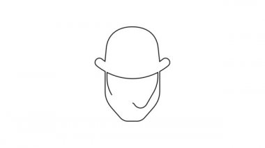 Beyaz arka planda siyah çizgi leprikon simgesi izole edildi. Aziz Patrick gününüz kutlu olsun. Ulusal İrlanda bayramı. 4K Video hareketli grafik canlandırması