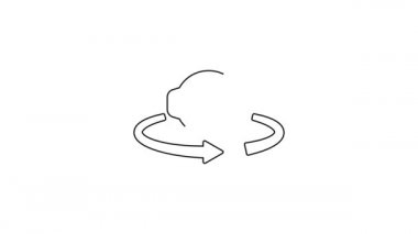 Siyah çizgi 360 derece görüntü simgesi beyaz arkaplanda izole edildi. Sanal gerçeklik. 360 derecelik açıyla. Panorama fotoğrafı. 4K Video hareketli grafik canlandırması