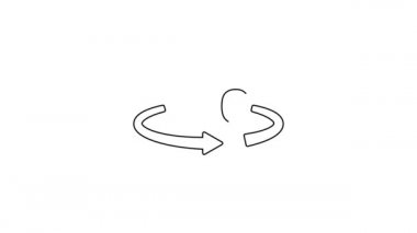 Siyah çizgi 360 derece görüntü simgesi beyaz arkaplanda izole edildi. Sanal gerçeklik. 360 derecelik açıyla. Panorama fotoğrafı. 4K Video hareketli grafik canlandırması