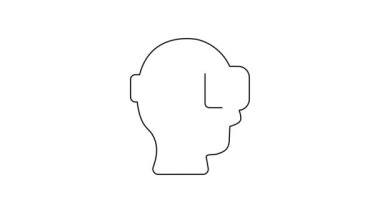 Siyah çizgi Sanal gerçeklik gözlüğü simgesi beyaz arkaplanda izole edilmiş. Stereoskopik 3D VR maskesi. Optik baş monte edildi. 4K Video hareketli grafik canlandırması