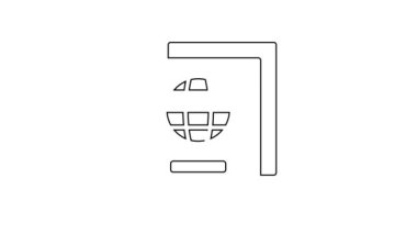 Beyaz arkaplanda izole edilmiş biyometrik veri simgesine sahip siyah çizgi pasaportu. Kimlik belgesi. 4K Video hareketli grafik canlandırması