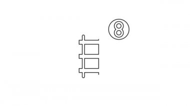 Siyah Hat Online bilet rezervasyonu ve uygulama arayüzü simgesi satın alma beyaz arka planda izole edildi. E-bilet siparişi. Elektronik tren bileti ekranda. 4K Video hareketli grafik canlandırması