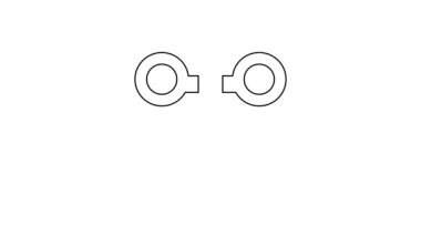 Siyah çizgi trafik ışığı ikonu beyaz arkaplanda izole edildi. Trenlerin hareketlerini düzenlemek için demiryolu için trafik ışıkları. 4K Video hareketli grafik canlandırması