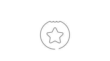 Beyaz arka planda siyah çizgi Noel topu ikonu izole edildi. Mutlu Noeller ve mutlu yıllar. 4K Video hareketli grafik canlandırması