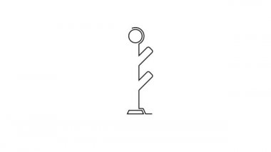 Siyah çizgi kürk standı simgesi beyaz arkaplanda izole edildi. 4K Video hareketli grafik canlandırması