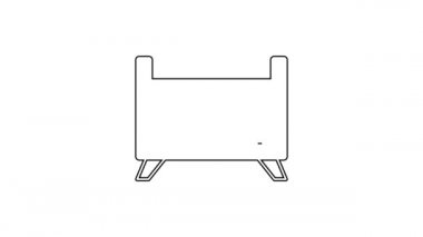 Siyah çizgi Bebek Beşiği beşiği ikonu beyaz arkaplanda izole edildi. 4K Video hareketli grafik canlandırması