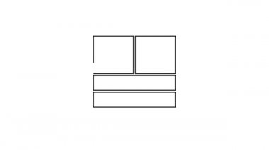 Siyah çizgili çekmece simgesi beyaz arkaplanda izole edildi. 4K Video hareketli grafik canlandırması