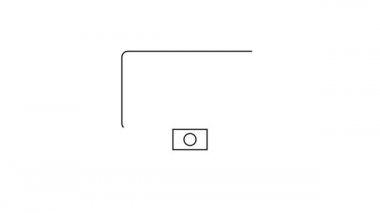 Siyah çizgi bilgisayar monitörü simgesi beyaz arkaplanda izole edildi. Bilgisayar bileşeni işareti. 4K Video hareketli grafik canlandırması