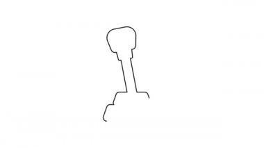 Siyah çizgi vites değiştiren simgesi beyaz arkaplanda izole edildi. Elle iletim simgesi. 4K Video hareketli grafik canlandırması