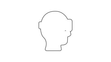 Siyah çizgi Sanal gerçeklik gözlüğü simgesi beyaz arkaplanda izole edilmiş. Stereoskopik 3D VR maskesi. Optik baş monte edildi. 4K Video hareketli grafik canlandırması