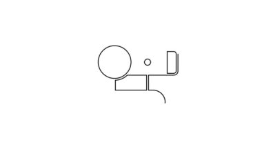 Siyah çizgi web kamera simgesi beyaz arkaplanda izole edildi. Sohbet kamerası. Web kamerası simgesi. 4K Video hareketli grafik canlandırması