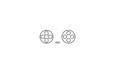 Beyaz arkaplanda izole edilmiş oyun konsolu simgesi için siyah çizgi oyun denetleyici veya joystick. 4K Video hareketli grafik canlandırması