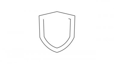 Oyun simgesi için Siyah Çizgi Kılıcı beyaz arkaplanda izole edildi. 4K Video hareketli grafik canlandırması