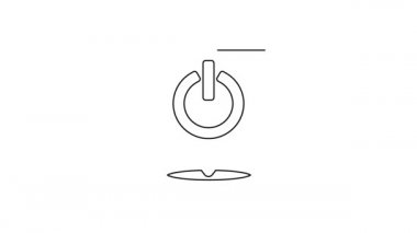 Beyaz arkaplanda siyah çizgi güç simgesi izole edildi. Başlat işareti. 4K Video hareketli grafik canlandırması