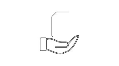 El simgesindeki siyah çizgi sözleşmesi beyaz arkaplanda izole edildi. Sigorta konsepti. Güvenlik, güvenlik, koruma, konsept koruma. 4K Video hareketli grafik canlandırması