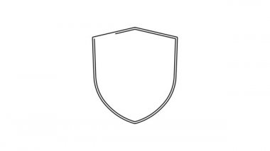 Siyah çizgi Hayat Sigortası beyaz arka planda izole edilmiş bir kalkan ikonu. Güvenlik, güvenlik, koruma, konsept koruma. 4K Video hareketli grafik canlandırması
