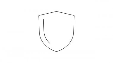 Siyah çizgi Hayat Sigortası beyaz arka planda izole edilmiş bir kalkan ikonu. Güvenlik, güvenlik, koruma, konsept koruma. 4K Video hareketli grafik canlandırması