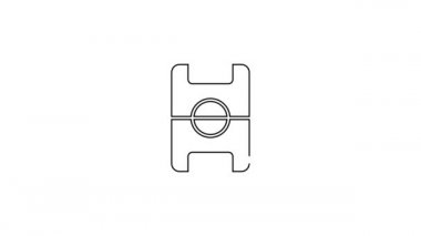 Siyah çizgi masa futbolu hobisi ya da beyaz arka planda izole edilmiş boş zaman ikonu. Spor takımı oyuncuları. 4K Video hareketli grafik canlandırması