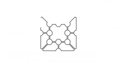 Siyah çizgi Masa oyun simgesi beyaz arkaplanda izole edildi. 4K Video hareketli grafik canlandırması