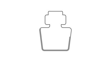 Beyaz arkaplanda siyah çizgi parfüm ikonu izole edildi. 4K Video hareketli grafik canlandırması