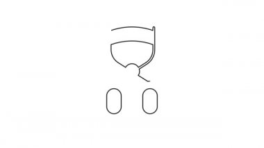 Siyah çizgi kirpik bigudi simgesi beyaz arkaplanda izole edildi. Makyaj aleti işareti. 4K Video hareketli grafik canlandırması