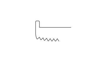 Siyah çizgi, beyaz arkaplanda izole edilmiş iki elli testere ikonu. 4K Video hareketli grafik canlandırması