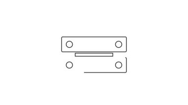 Siyah çizgi tahta kutu simgesi beyaz arkaplanda izole edildi. Market sepeti, depo sandığı. Sebzeler ve ürünler için boş ahşap kap. 4K Video hareketli grafik canlandırması