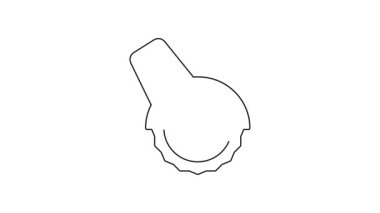 Beyaz zemin üzerinde çelik dişli disk simgesi olan siyah çizgili elektrikli elektrikli testere. Tahta ya da metal kesmek için elektrikli el aleti. 4K Video hareketli grafik canlandırması