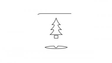 Ormanın, beyaz arka planda izole edilmiş bir haritadaki siyah çizgi konumu. 4K Video hareketli grafik canlandırması