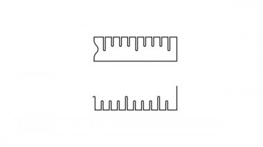 Beyaz arkaplanda siyah çizgi mezurası simgesi izole edildi. Ölçüm bandı. 4K Video hareketli grafik canlandırması