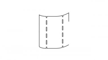 Siyah çizgi kumaş rulo simgesi beyaz arkaplanda izole edildi. Yuvarlan, paspas, halı, halı, halı ya da kağıt rulo ikonu. 4K Video hareketli grafik canlandırması