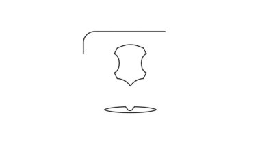 Beyaz arka planda siyah çizgi deri ikonu izole edildi. 4K Video hareketli grafik canlandırması