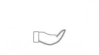 Beyaz arkaplanda siyah çizgi diş simgesi izole edildi. Diş hekimliği kliniği veya diş hekimliği merkezi ve diş macunu paketi için diş sembolü. 4K Video hareketli grafik canlandırması