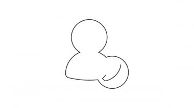 Siyah hat görüntülü sohbet konferansı simgesi beyaz arkaplanda izole edildi. Çevrimiçi iş görüşmesi formu. Uzak proje yönetimi. 4K Video hareketli grafik canlandırması