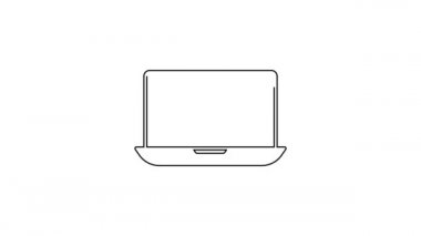 Siyah hat görüntülü sohbet konferansı simgesi beyaz arkaplanda izole edildi. Çevrimiçi iş görüşmesi formu. Uzak proje yönetimi. 4K Video hareketli grafik canlandırması