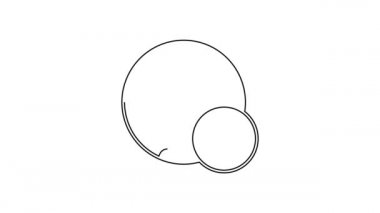 Siyah hat görüntülü sohbet konferansı simgesi beyaz arkaplanda izole edildi. Çevrimiçi iş görüşmesi formu. Uzak proje yönetimi. 4K Video hareketli grafik canlandırması