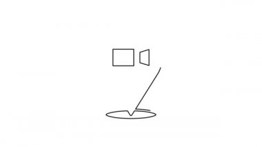 Siyah hat görüntülü sohbet konferansı simgesi beyaz arkaplanda izole edildi. Çevrimiçi iş görüşmesi formu. Uzak proje yönetimi. 4K Video hareketli grafik canlandırması