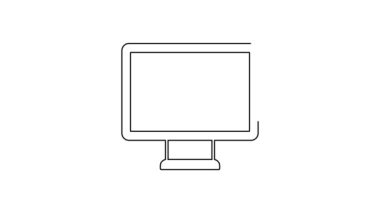 Siyah hat görüntülü sohbet konferansı simgesi beyaz arkaplanda izole edildi. Çevrimiçi iş görüşmesi formu. Uzak proje yönetimi. 4K Video hareketli grafik canlandırması