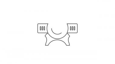 Siyah çizgi web kamera simgesi beyaz arkaplanda izole edildi. Sohbet kamerası. Web kamerası simgesi. 4K Video hareketli grafik canlandırması